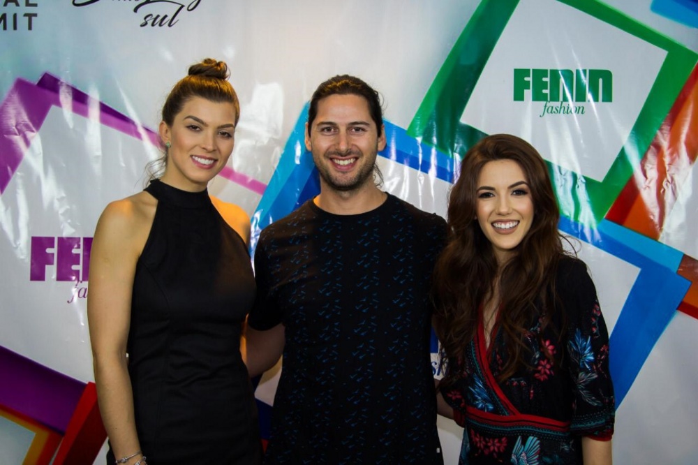 A empresária Letícia Kuhn, o diretor de marketing Fenin Feiras, Denis Viana e a CEO do NSM, Victoria Thomaz