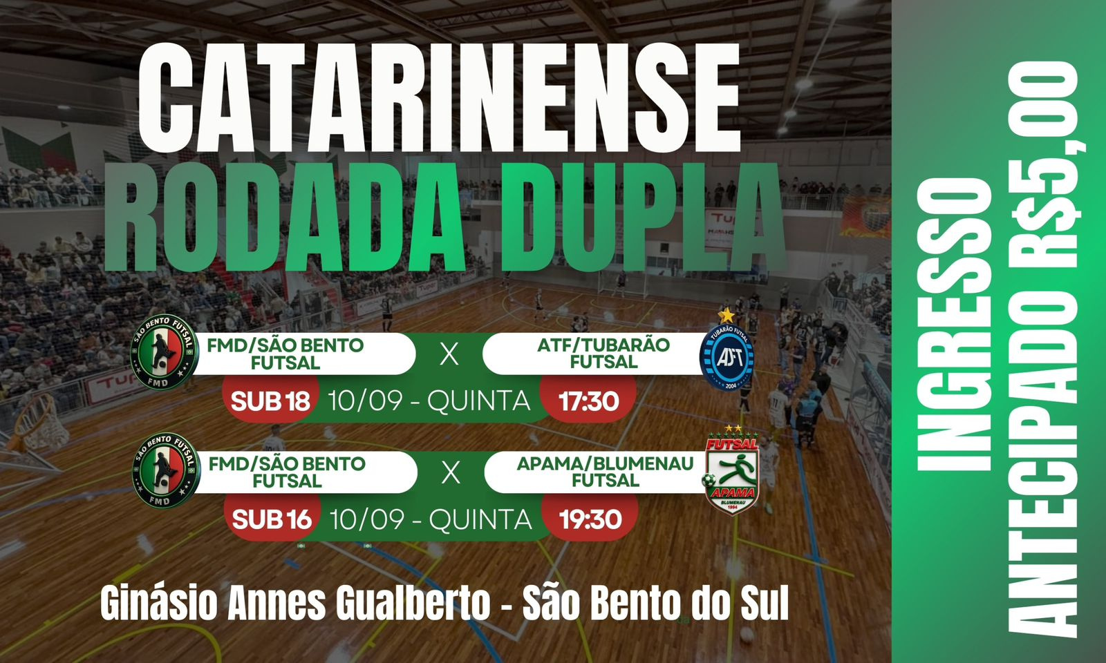 É dia de lotar o Annes. Futsal terá rodada dupla pelo Estadual Sub 16 e Sub 18 nesta quinta-feira (1